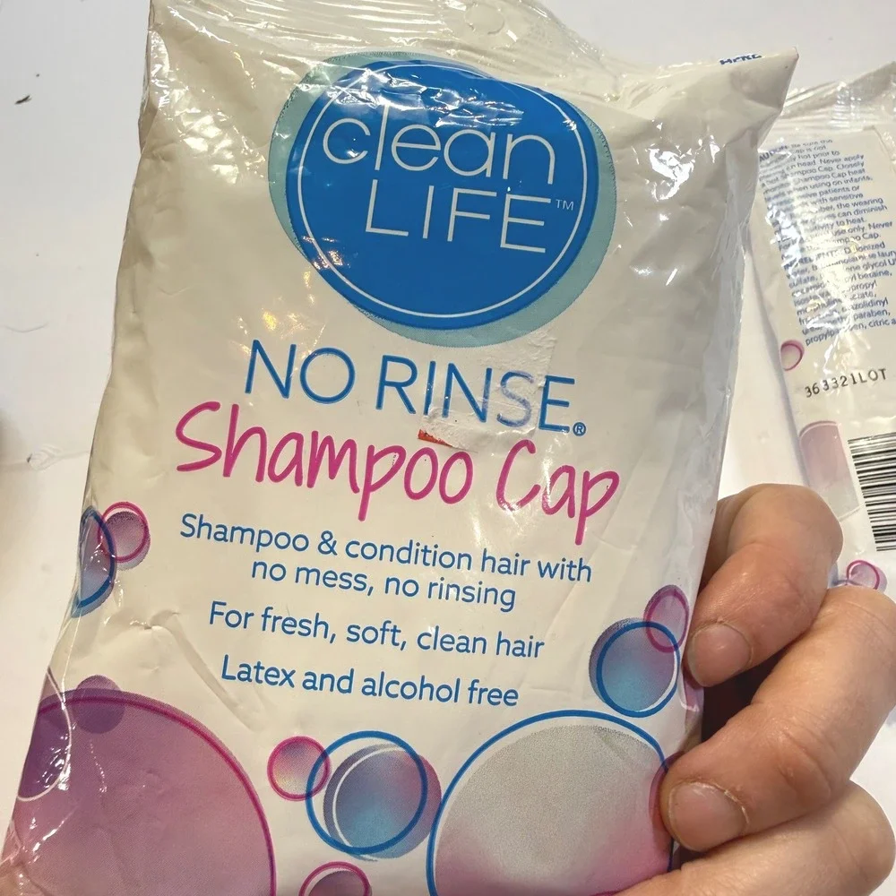 CleanLife No Rinse Shampoo Cap 2 Pack Microwaveable Waterless Hair Wash USA Made